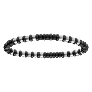 Bracelet en acier et noir extensible - Vue 1