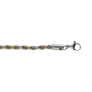 Bracelet en acier et PVD bicolore maille corde 4mm 17+3cm - Vue 1