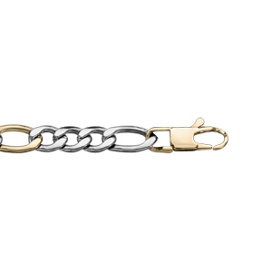 Bracelet en acier et PVD bicolore maille figaro 1+3 6mm longueur 21cm - Vue 1