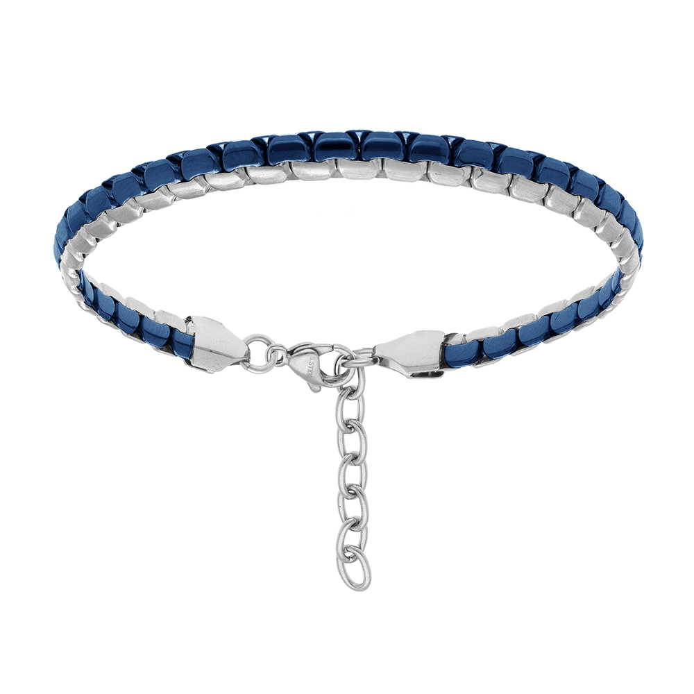 Bracelet en acier et PVD bleu - 18cm - Vue 1