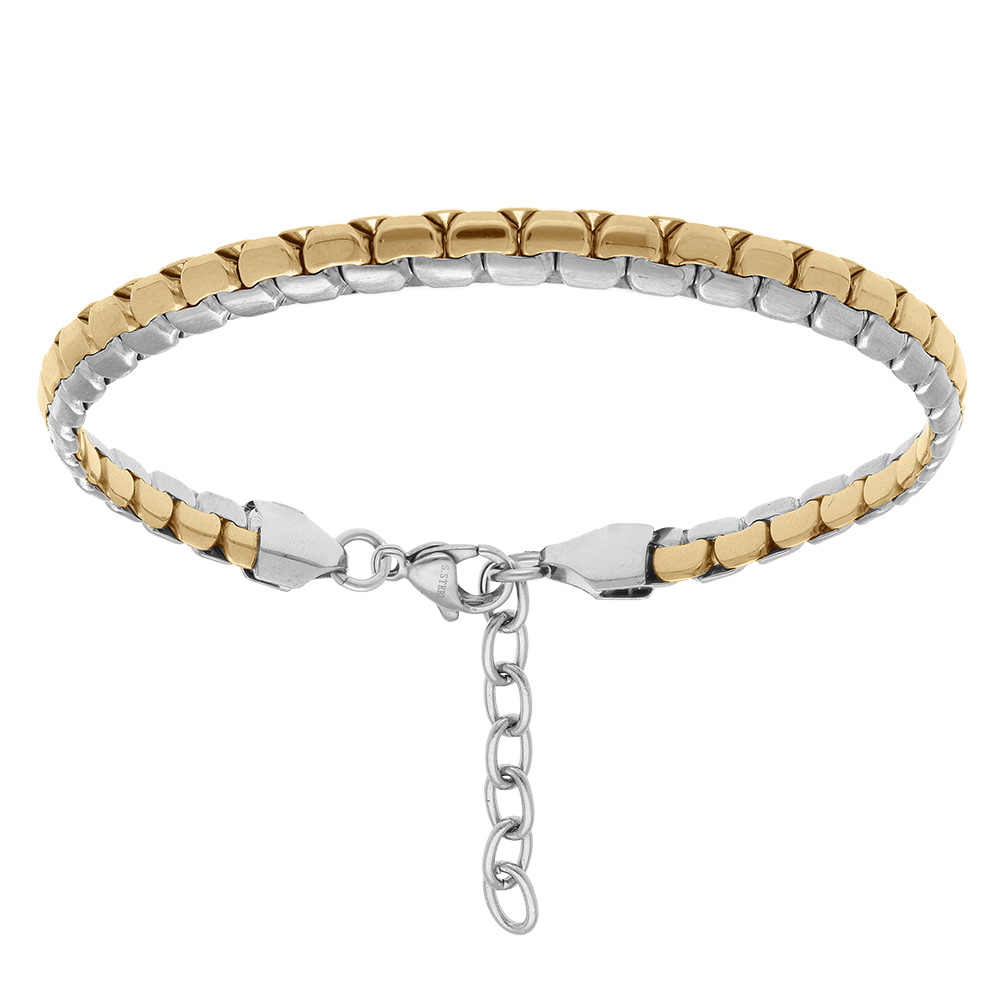 Bracelet en acier et PVD jaune - 18cm - Vue 1