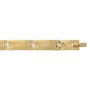 Bracelet en acier et PVD jaune avec petite plaques lisses longueur 21cm - Vue 1