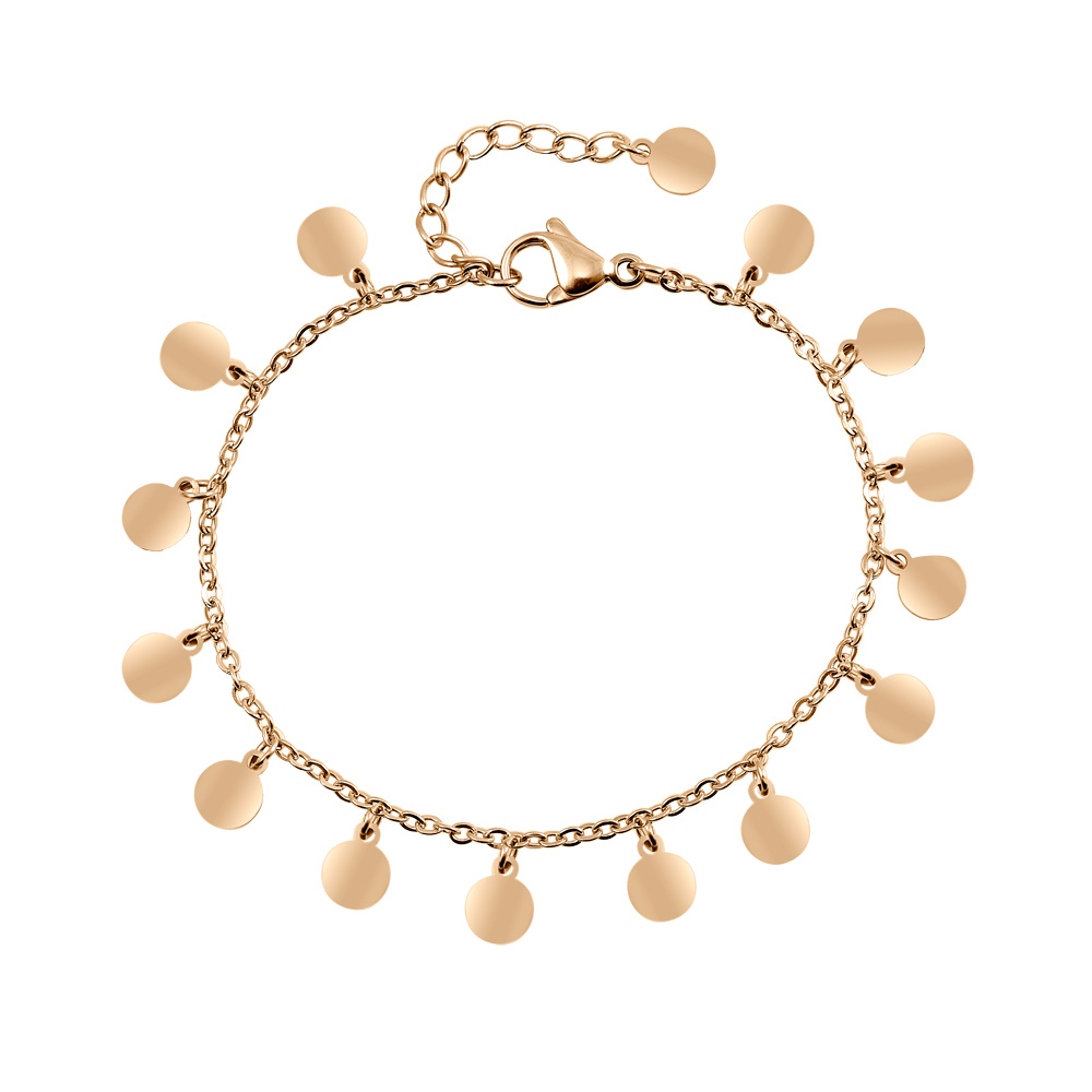 Bracelet en acier et PVD jaune cha�ne avec pampilles lisses 16+3cm - Vue 1