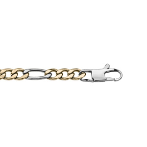 Bracelet en acier et PVD jaune maille alterne 1+3 5mm longueur 21cm - Vue 1