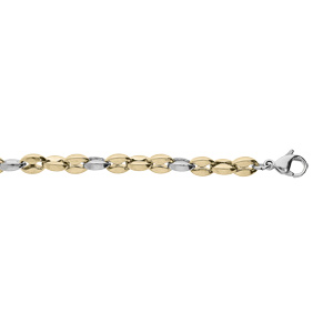 Bracelet en acier et PVD jaune maille grain de caf 16+3cm - Vue 1