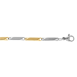 Bracelet en acier et PVD jaune maille rectangle - 20cm r�glable