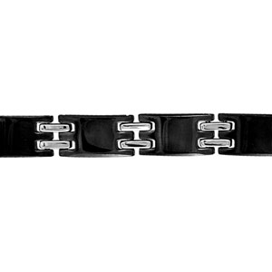 Bracelet en acier et PVD noir alternance de maillons noirs et de 2 petites barrettes grises - longueur 21cm rglable - Vue 1