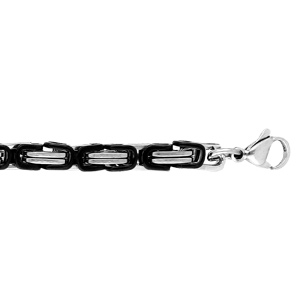 Bracelet en acier et PVD noir gros maillon 22cm - Vue 1