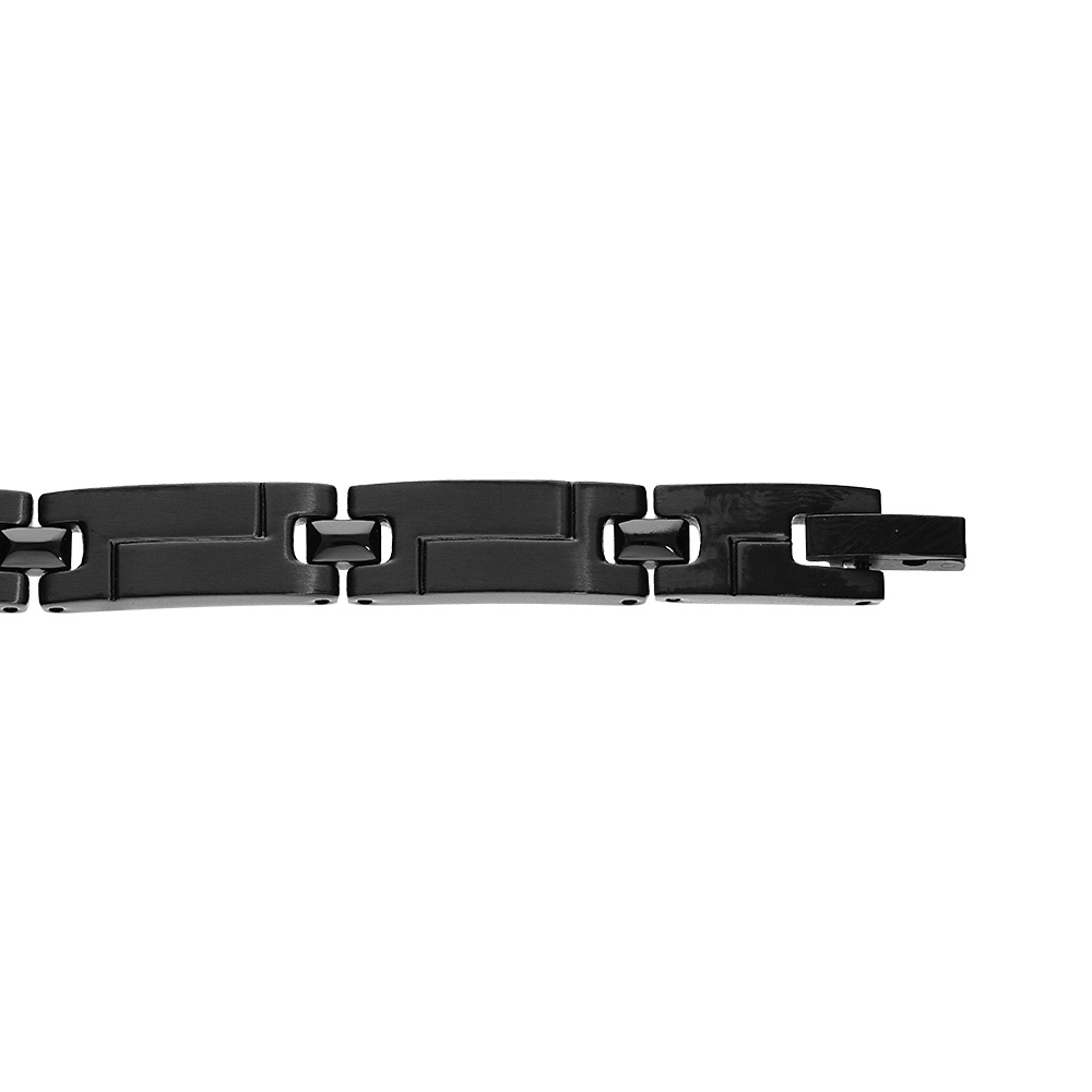 Bracelet en acier et PVD noir mat 21cm r�glable - Vue 1