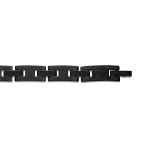 Bracelet en acier et PVD noir mat longueur 21cm rglable - Vue 1