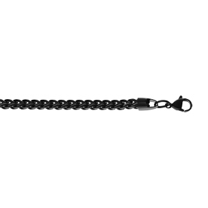 Bracelet en acier et PVD noir mat maille franco carre 4x4 longueur 21.5cm - Vue 1