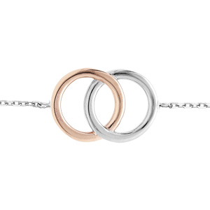 Bracelet en acier et PVD rose chane avec double cercles 16+3cm - Vue 1