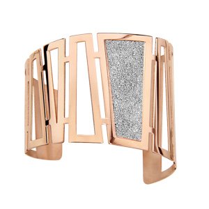 Bracelet en acier et PVD rose manchette forme géometrique avec granité - Vue 1