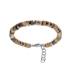 Bracelet en acier et rondelles agate teint vritable 20+2.5cm - Vue 1