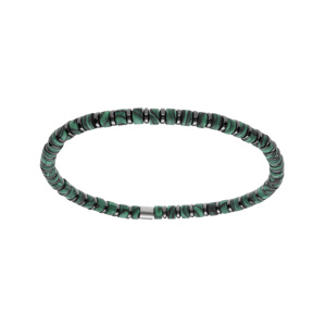 Bracelet en acier extensible malachite reconstitue et hmatite - Vue 1