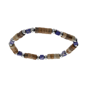 Bracelet en acier extensible paesine et howlite vritable - Vue 1