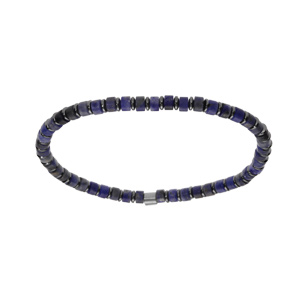 Bracelet en acier extensible pierres sodalite bleu vritable - Vue 1