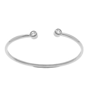 Bracelet en acier flexible avec deux oxydes blancs sertis clos