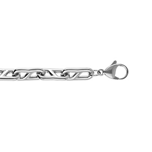 Bracelet en acier grosse maille marine - 19+3cm
