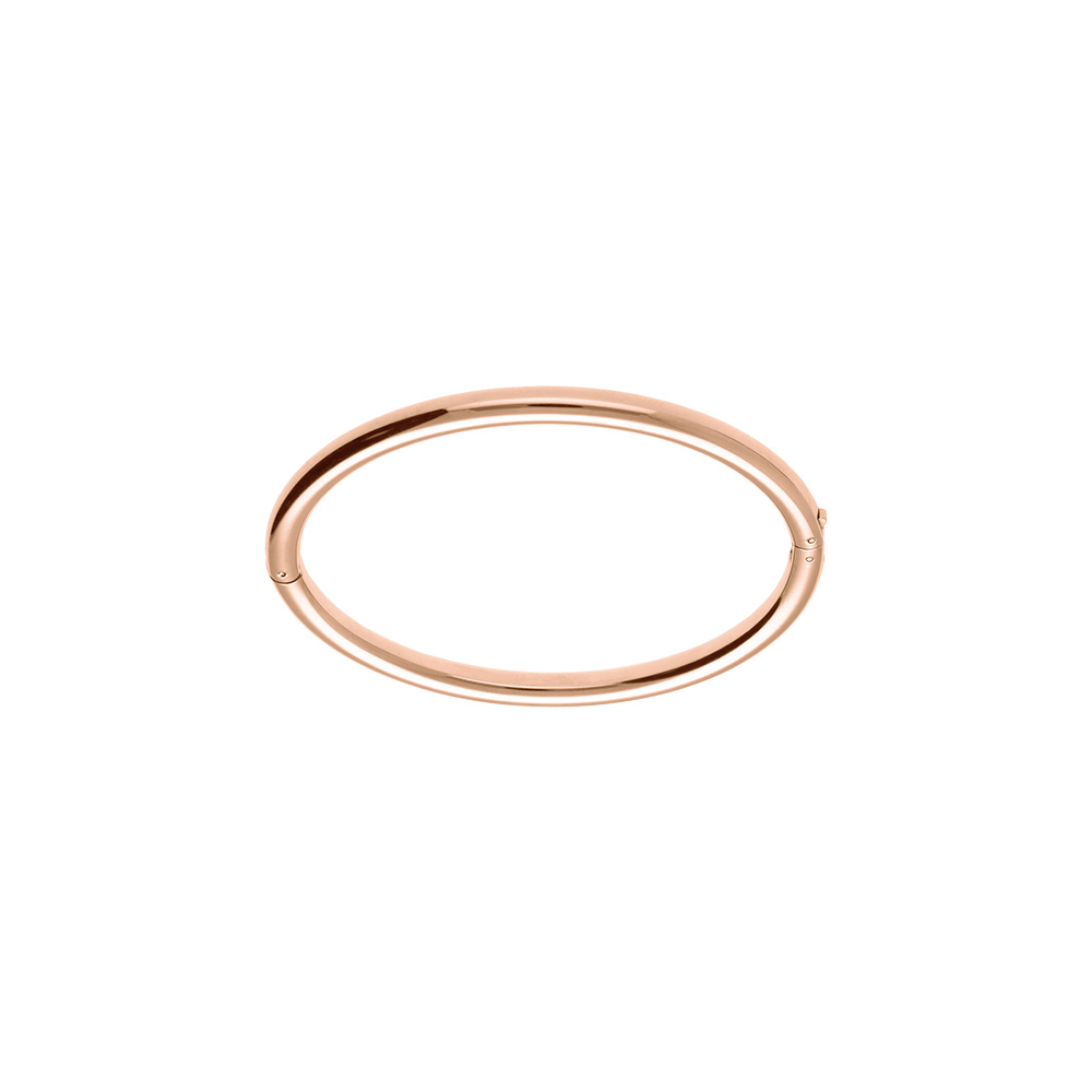 Bracelet en acier jonc massif dor� rose tube ovale articul� diam�tre 62x55.5mm interieur - Vue 1