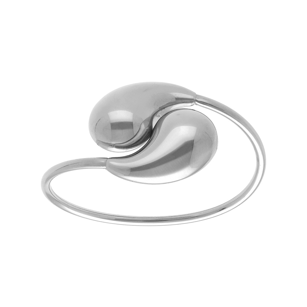 Bracelet en acier jonc ouvert deux gouttes diamtre 59mm - Vue 1