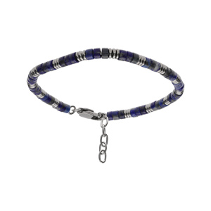 Bracelet en acier lapis lazuli véritable 19+3cm - Vue 1