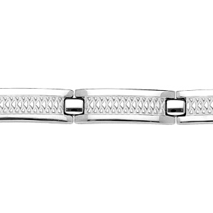 Bracelet en acier lisse avec motif - double fermoir 21+1,5cm réglable - Vue 1