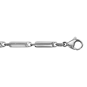 Bracelet en acier longues mailles rectangulaires - longueur 20cm rglable - Vue 1