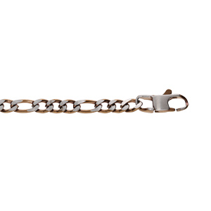 Bracelet en acier maille 1+3 largeur 4mm PVD bross aspect patin chanfrein brun longueur 19cm - Vue 1