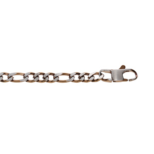 Bracelet en acier maille 1+3 largeur 4mm PVD bross aspect patin chanfrein marron longueur 19cm - Vue 1