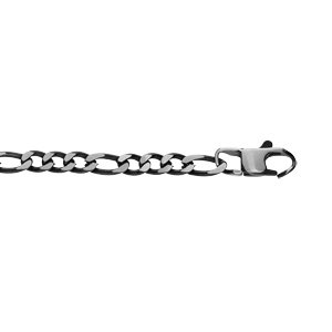 Bracelet en acier maille 1+3 largeur 4mm PVD bross aspect patin chanfrein noir longueur 19cm - Vue 1