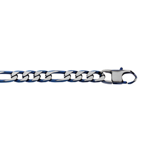 Bracelet en acier maille 1+3 largeur 6mm avec PVD bross aspect patin chanfrein bleu longueur 19cm - Vue 1