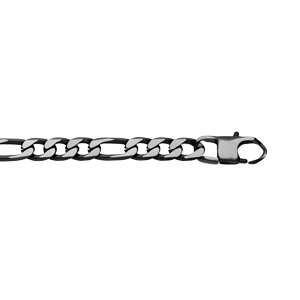 Bracelet en acier maille 1+3 largeur 6mm avec PVD bross aspect patin chanfrein noir longueur 20.5cm - Vue 1