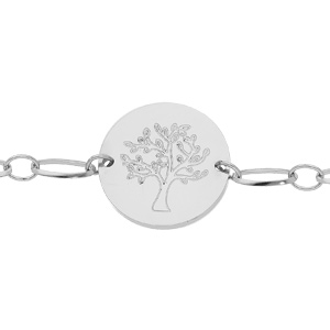 Bracelet en acier maille avec pendentif gravure arbre de vie 16+3cm - Vue 1