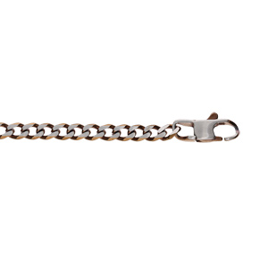 Bracelet en acier maille gourmette 4mm PVD bross aspet patin chanfrein marron longueur 19cm - Vue 1
