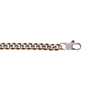 Bracelet en acier maille gourmette 5mm effet bross et aspet patin avec chanfrin marron 19cm - Vue 1