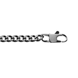 Bracelet en acier maille gourmette 5mm effet bross et aspet patin avec chanfrin noir 19cm - Vue 1