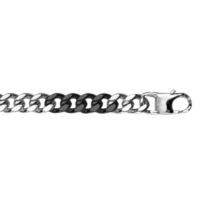 Bracelet en acier maille gourmette 6mm bicolore PVD noir 20,5cm - Vue 1