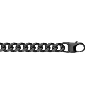 Bracelet en acier maille gourmette 6mm PVD noir 20,5cm - Vue 1