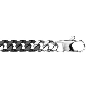 Bracelet en acier maille gourmette 8mm bicolore PVD noir 21,5cm - Vue 1