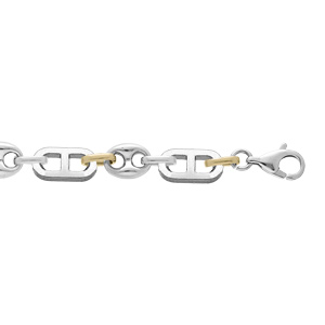 Bracelet en acier maille grain de caf et maille plate bicolore 21cm - Vue 1