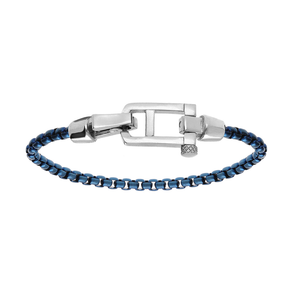 Bracelet en  acier maille jaseron bleu - 19.5cm - Vue 1
