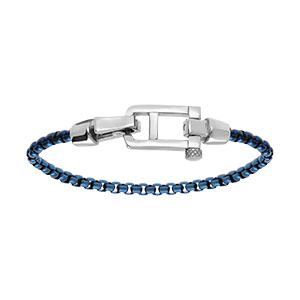Bracelet en  acier maille jaseron bleu - 19.5cm