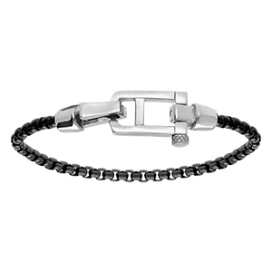 Bracelet en acier maille jaseron noir - 20cm