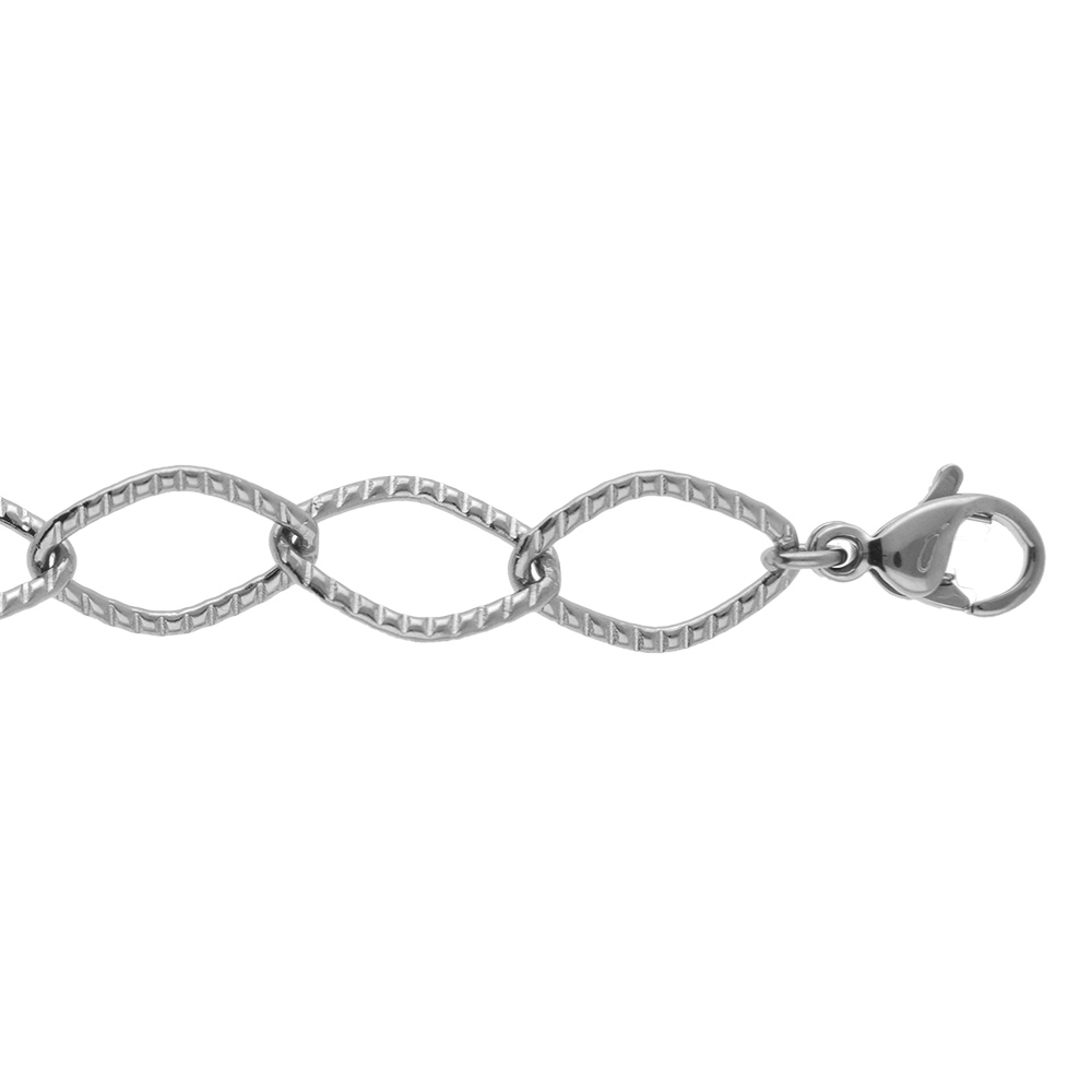 Bracelet en acier maille losange cisel�e - 18cm - Vue 1