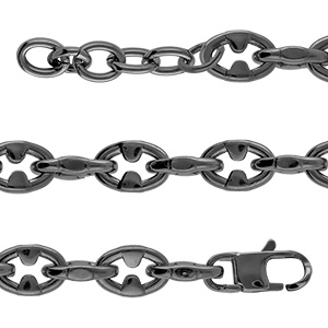 Bracelet en acier maille PVD noir mat - 19+3cm