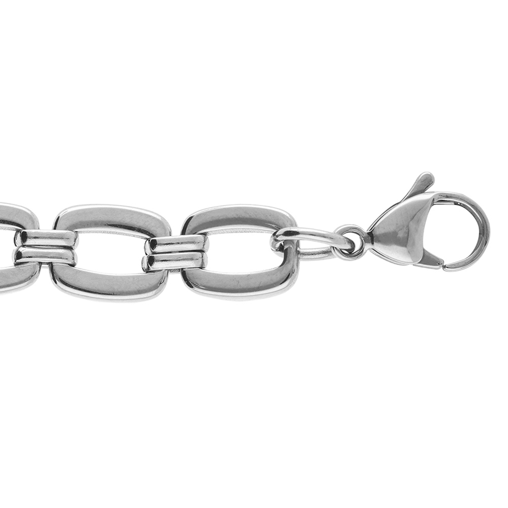 Bracelet en acier maille rectangulaire 1- 8+3cm - Vue 1