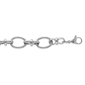 Bracelet en acier mailles ovales - 17+3cm
