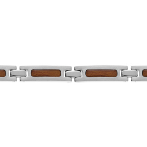 Bracelet en acier maillon aspect bois 19+1,5cm rglable double fermoir - Vue 1