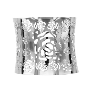 Bracelet en acier manchette motif fleur ajouré - Vue 1